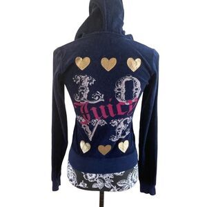 Rare Vintage Juicy Couture Velour Track Jacket Hoodie Sweatshirt Embellished